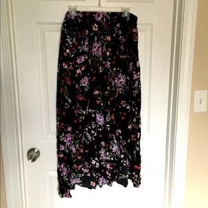Black Floral Gauze Overskirt Short